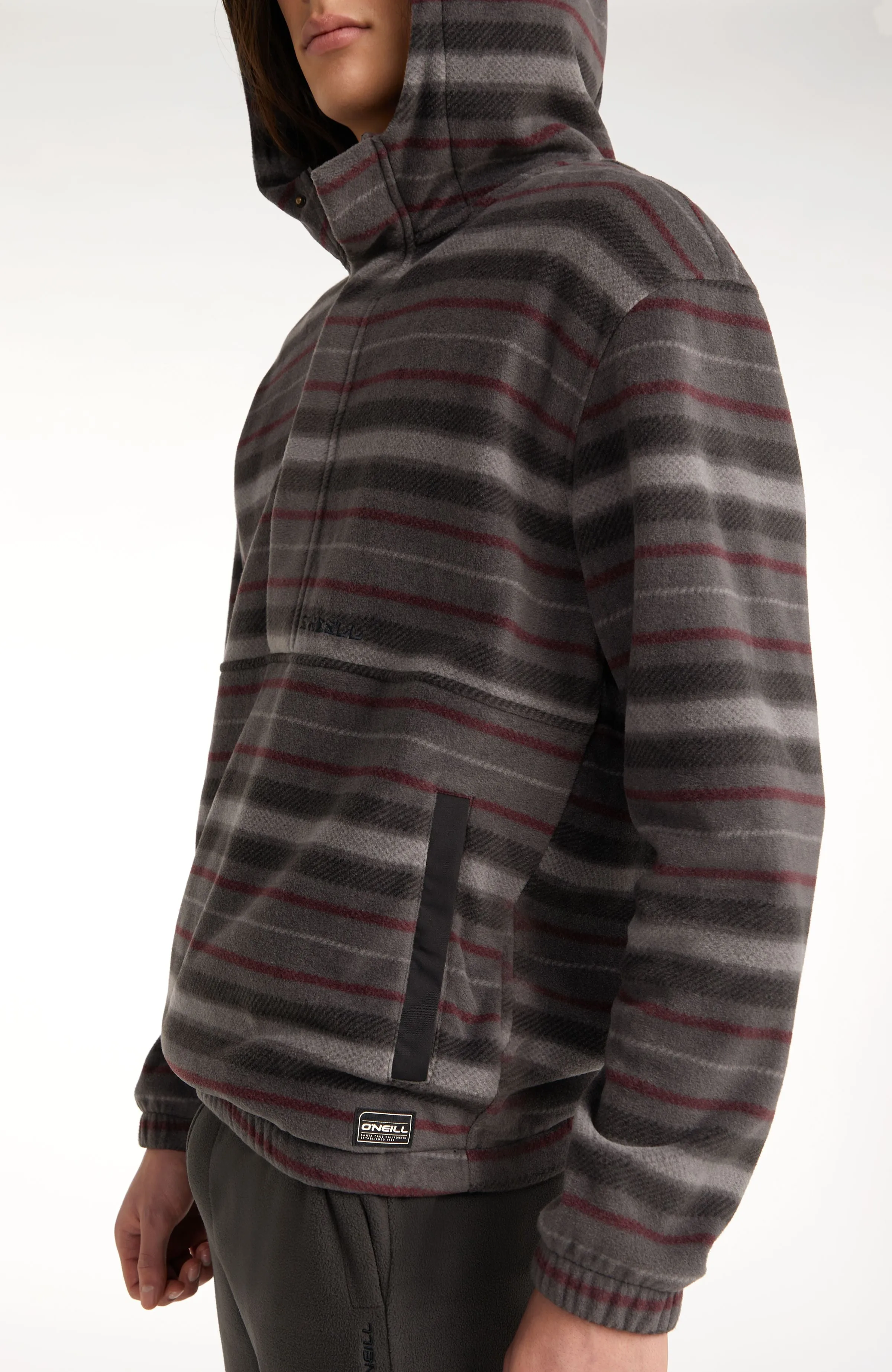 Superfleece Half Zip Hoodie | Grey Crossover Stripe