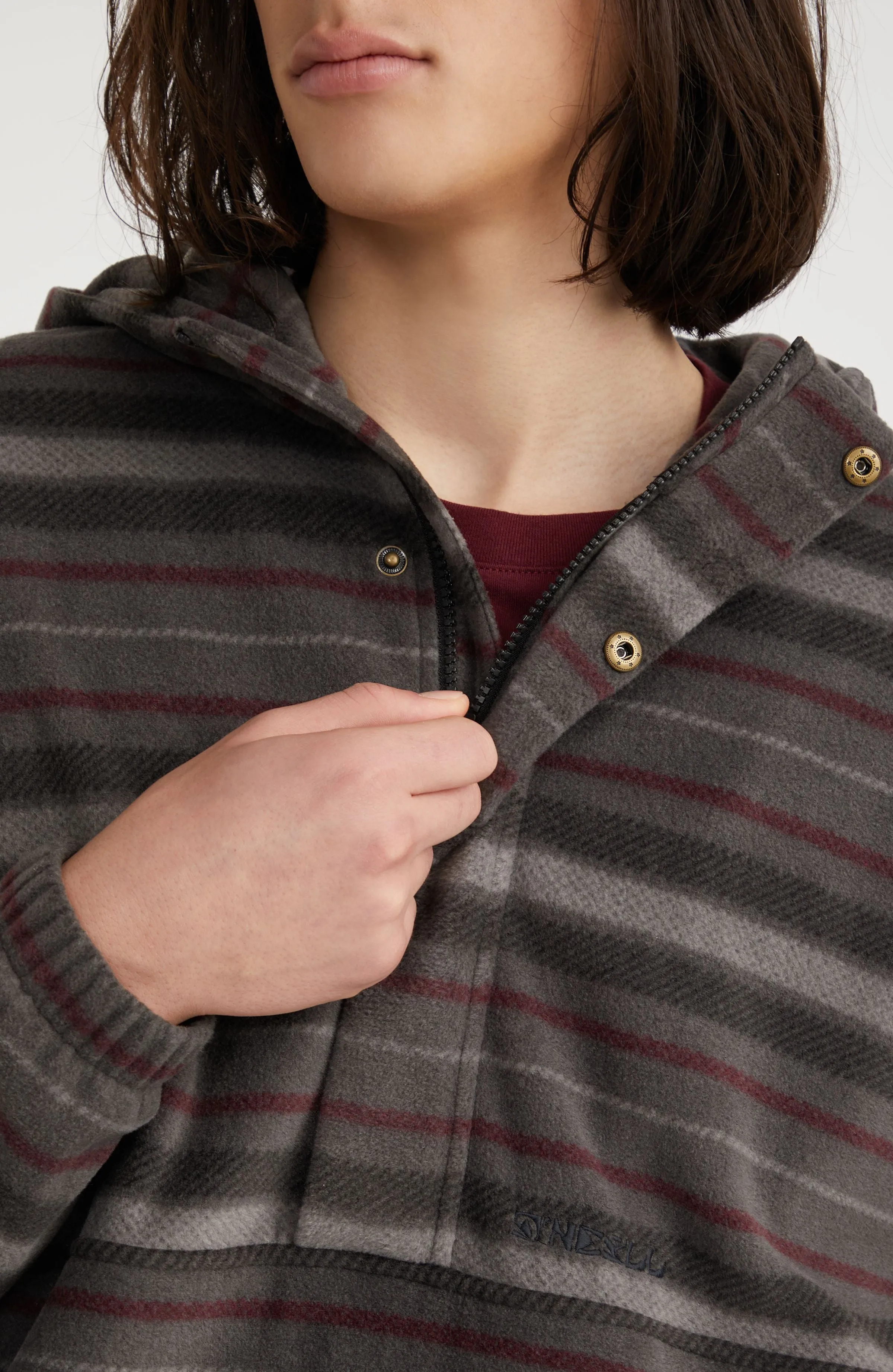 Superfleece Half Zip Hoodie | Grey Crossover Stripe