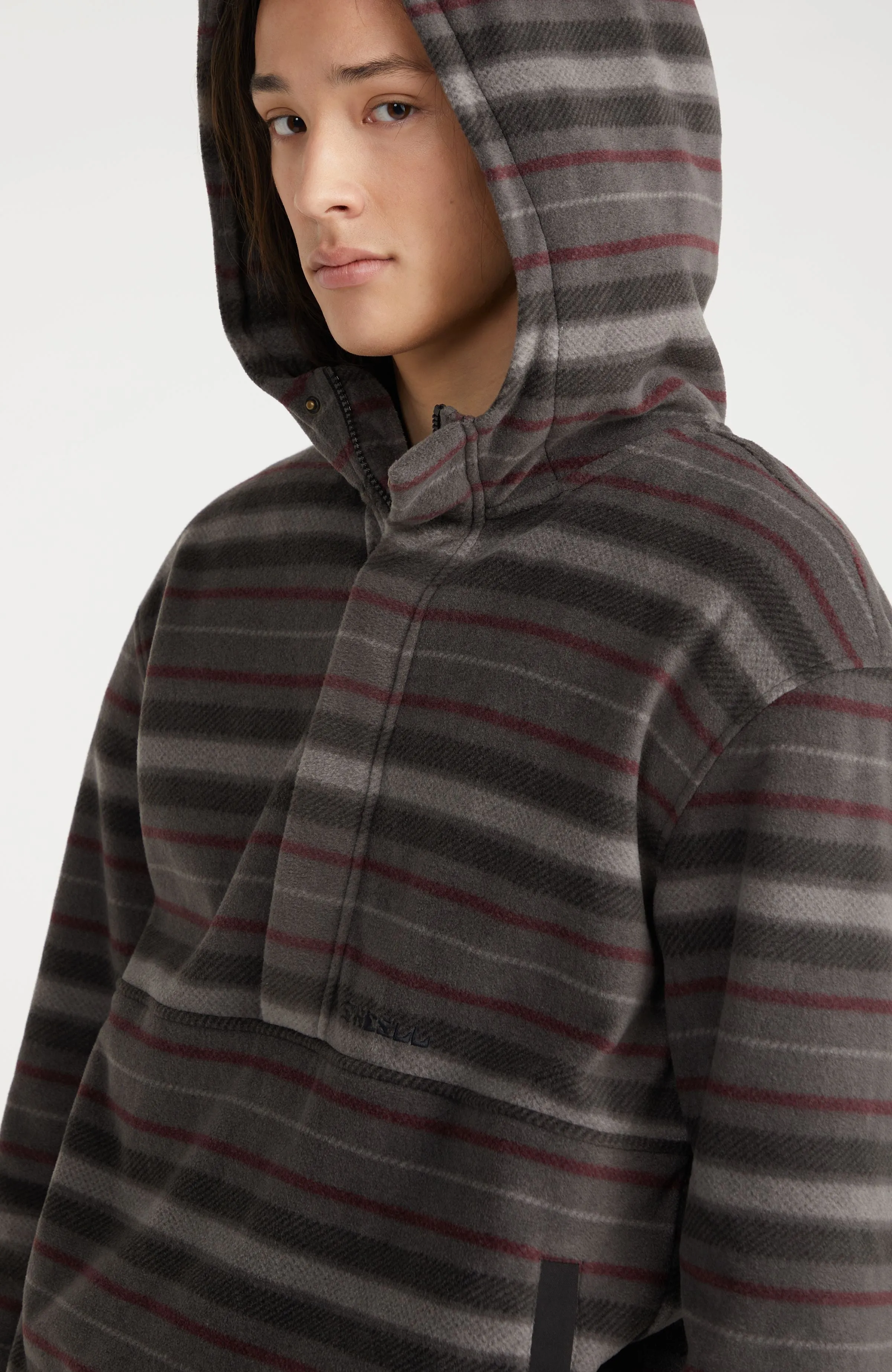 Superfleece Half Zip Hoodie | Grey Crossover Stripe