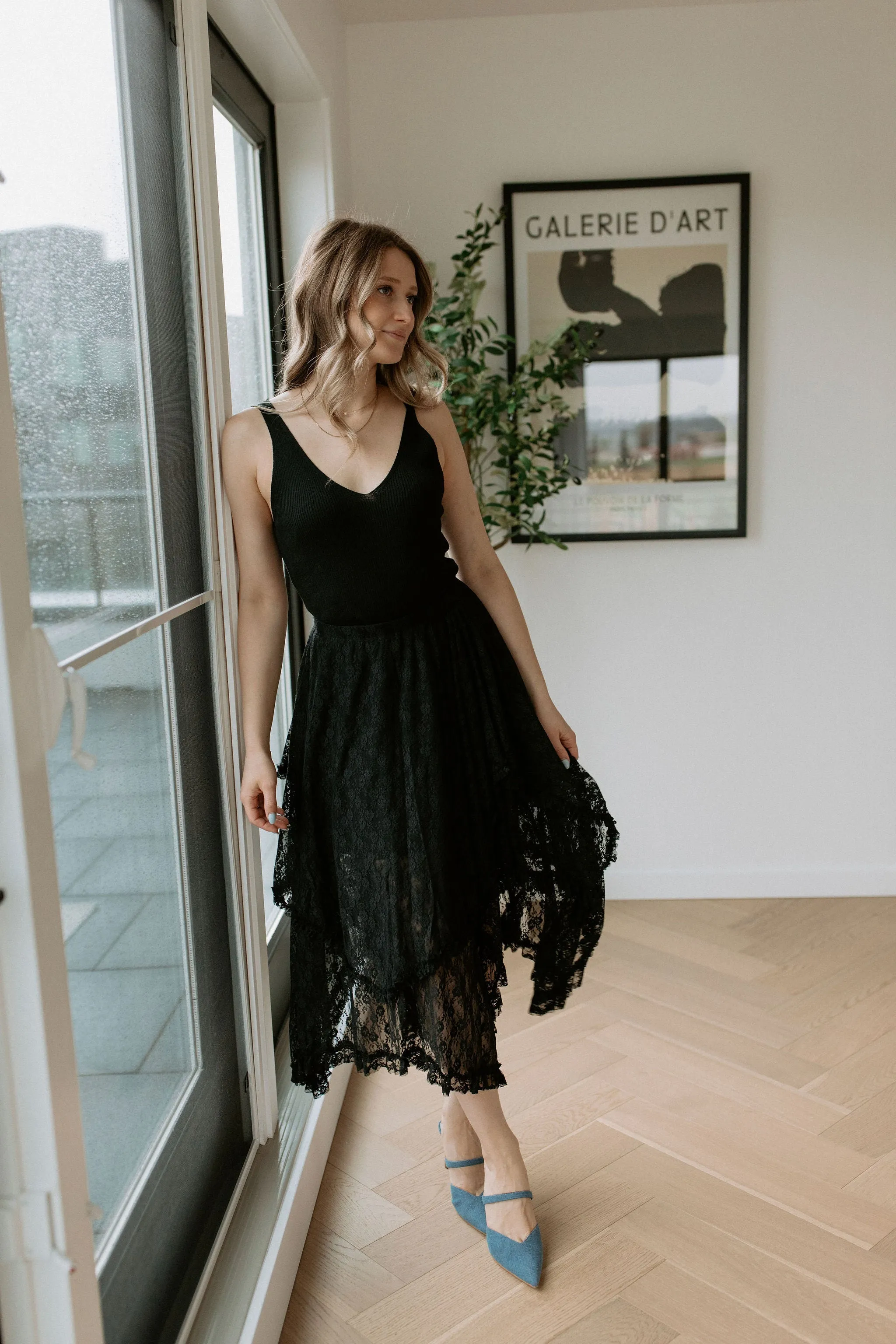 The Cotton Cashmere Ribbed Tank - Black
