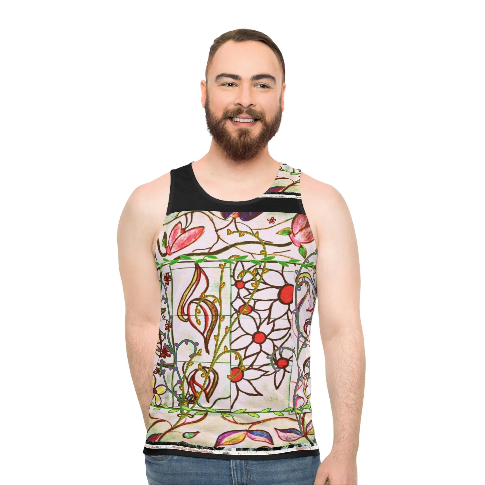 Unisex Tank Top (AOP) FLORAL DOODLES
