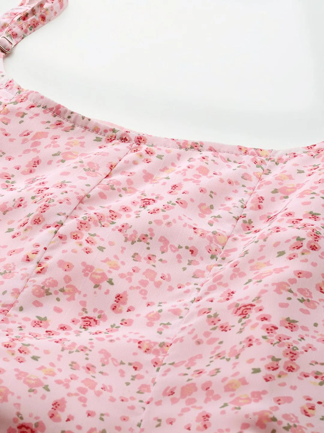varanga floral off white and pink printed georgette a line mdii ethnic dress