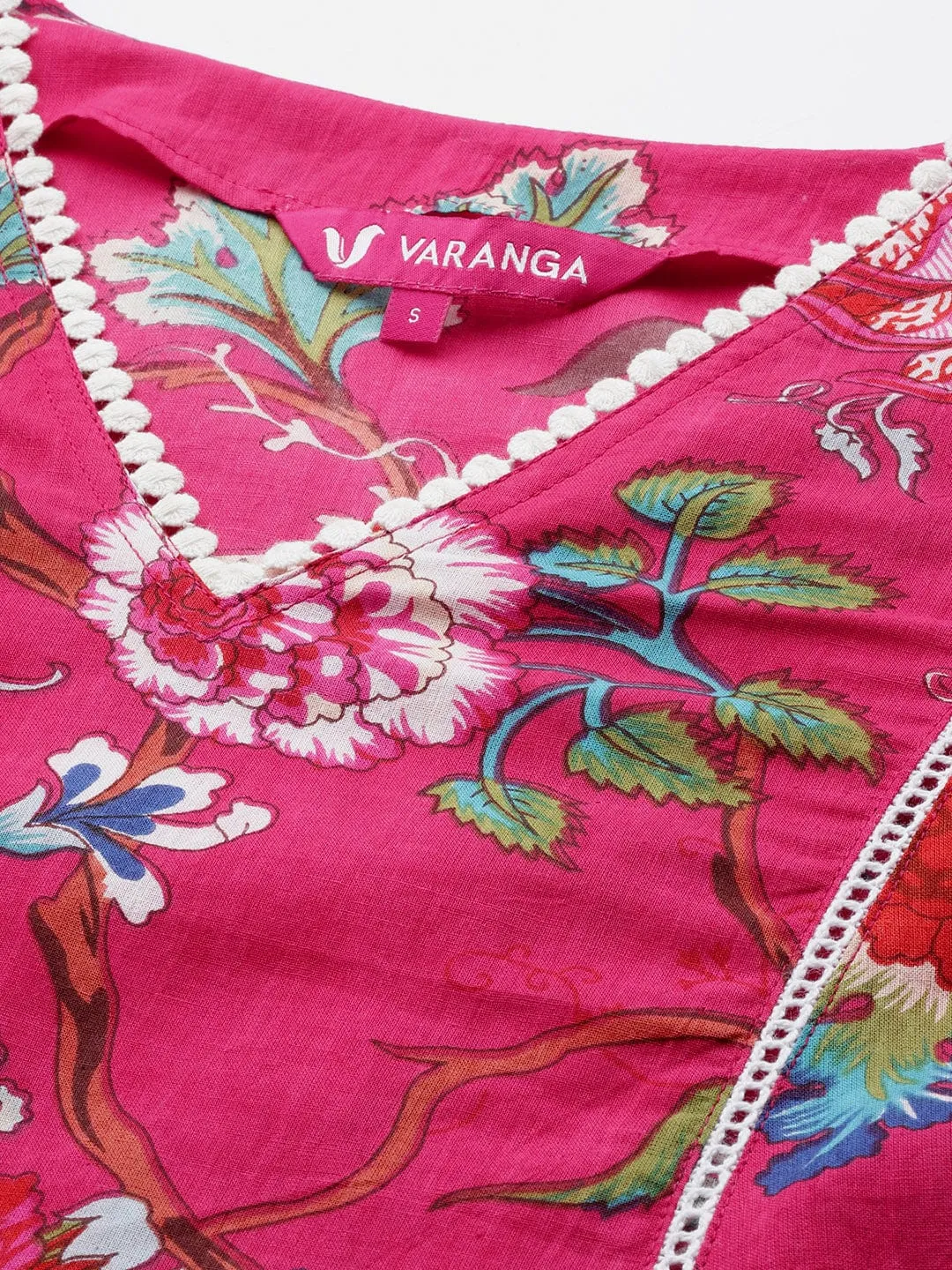 Varanga Women Pink Ethnic Motifs Printed A-Line Dress