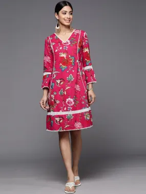 Varanga Women Pink Ethnic Motifs Printed A-Line Dress
