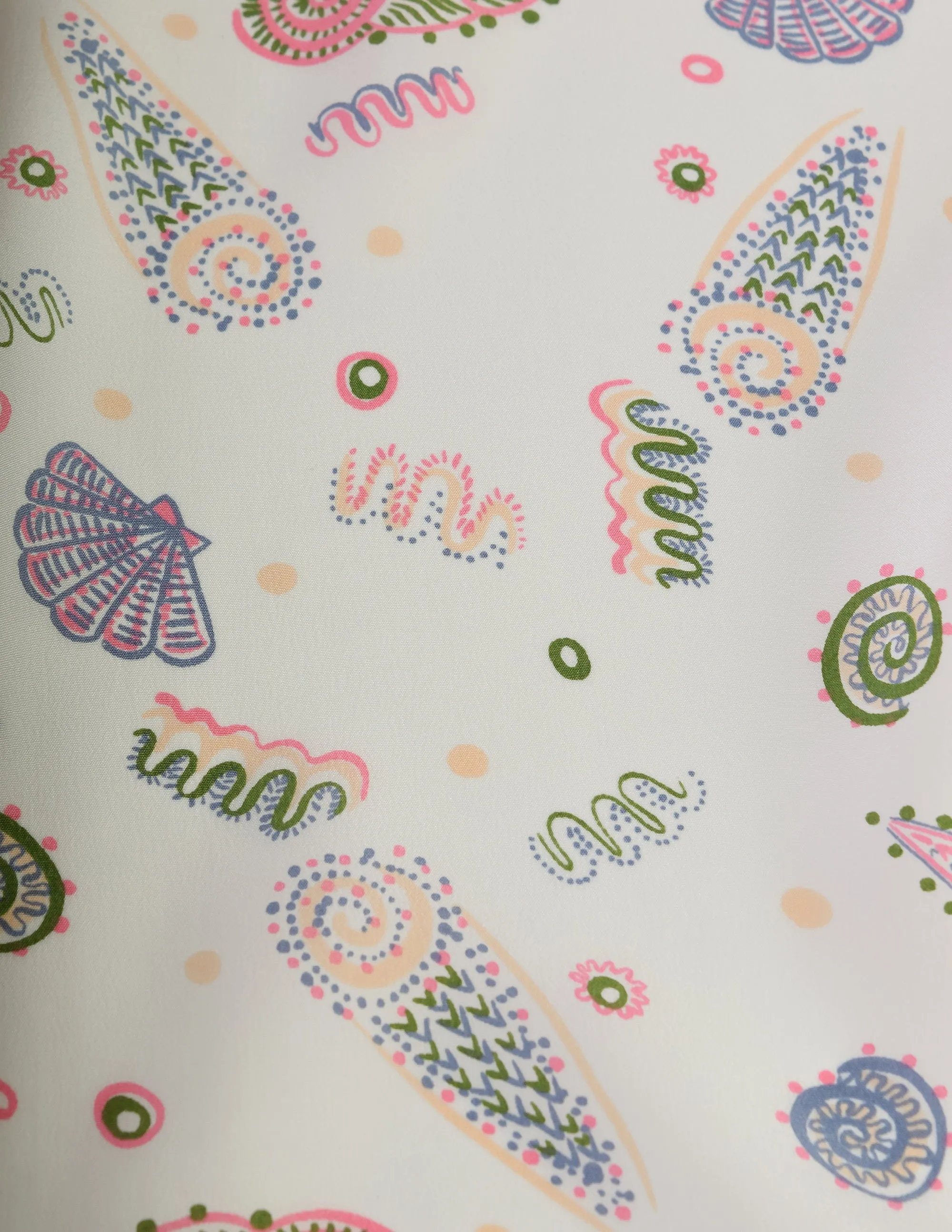 Zandra Rhodes Vintage Iconic Black Pastel Seashell Doodle Silk Scarf